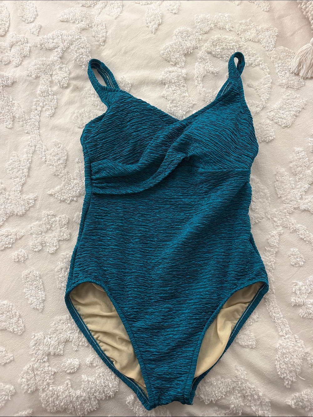 Teal Textured Girls One-Piece Swimsuit - Kids